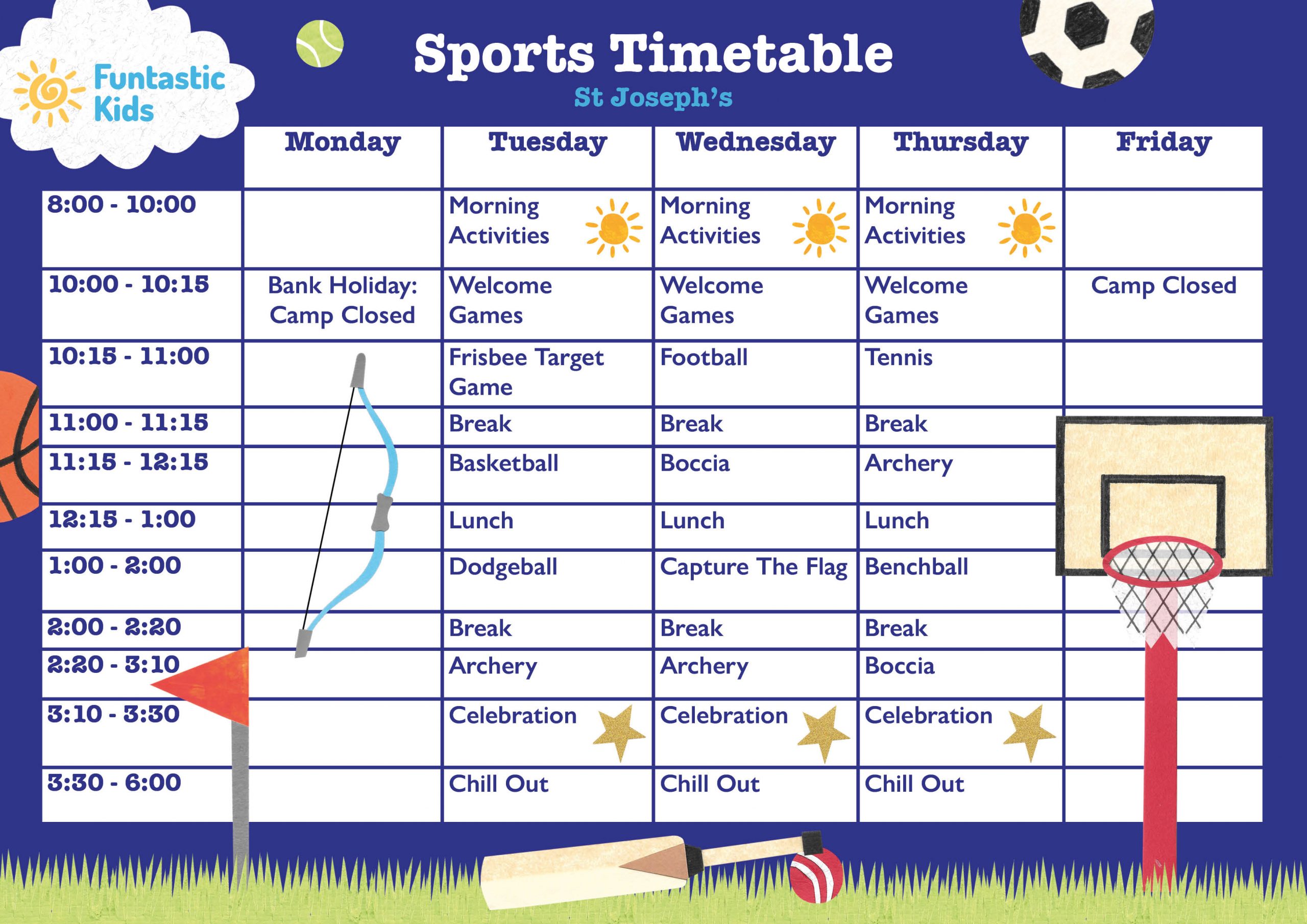 May Half Term Sports Timetable