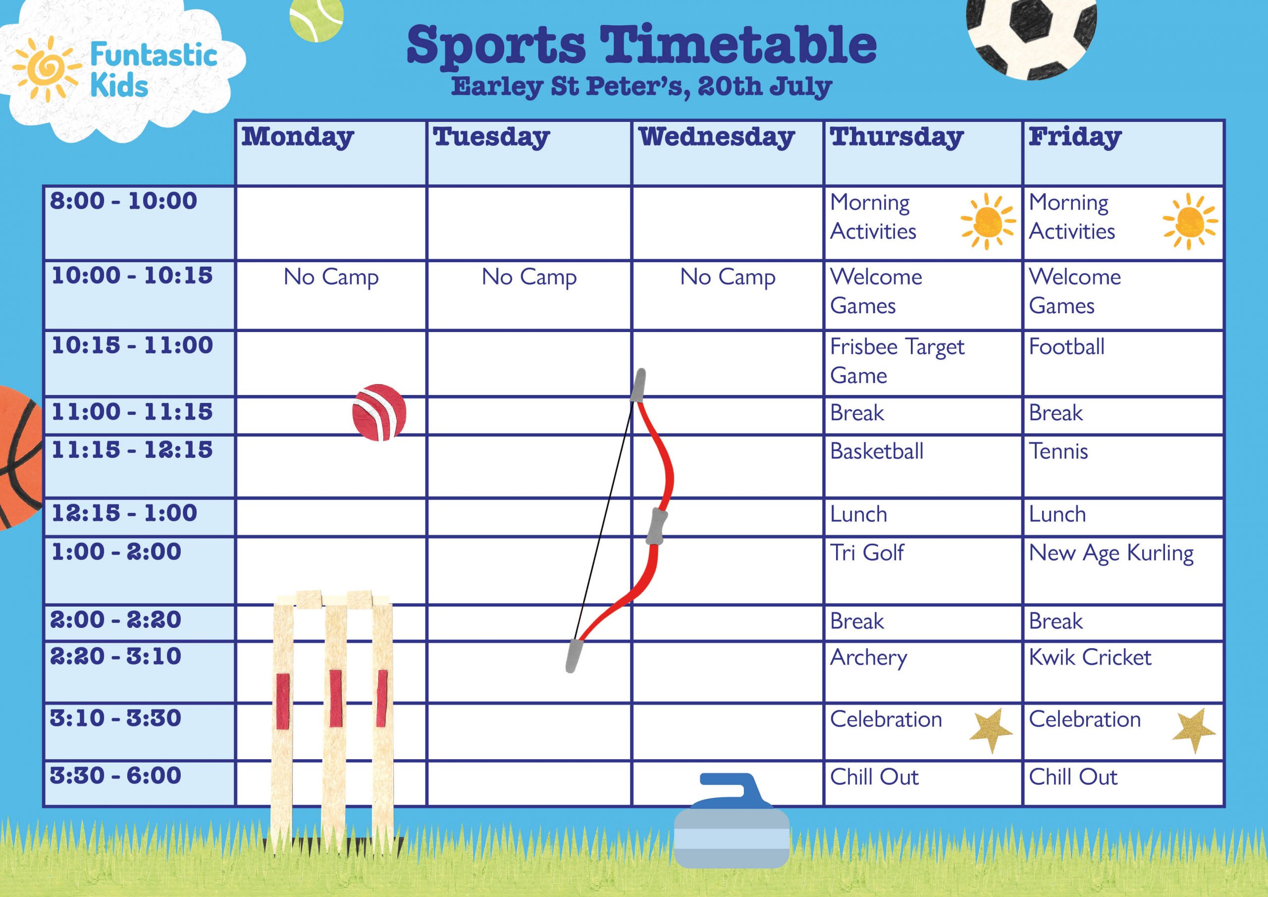 Summer Sports Timetable ESP Summer Sports Timetable