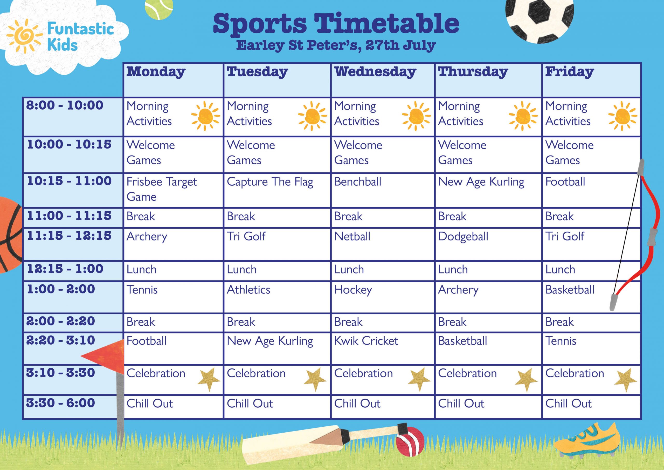 Summer Sports Timetable ESP Summer Sports Timetable