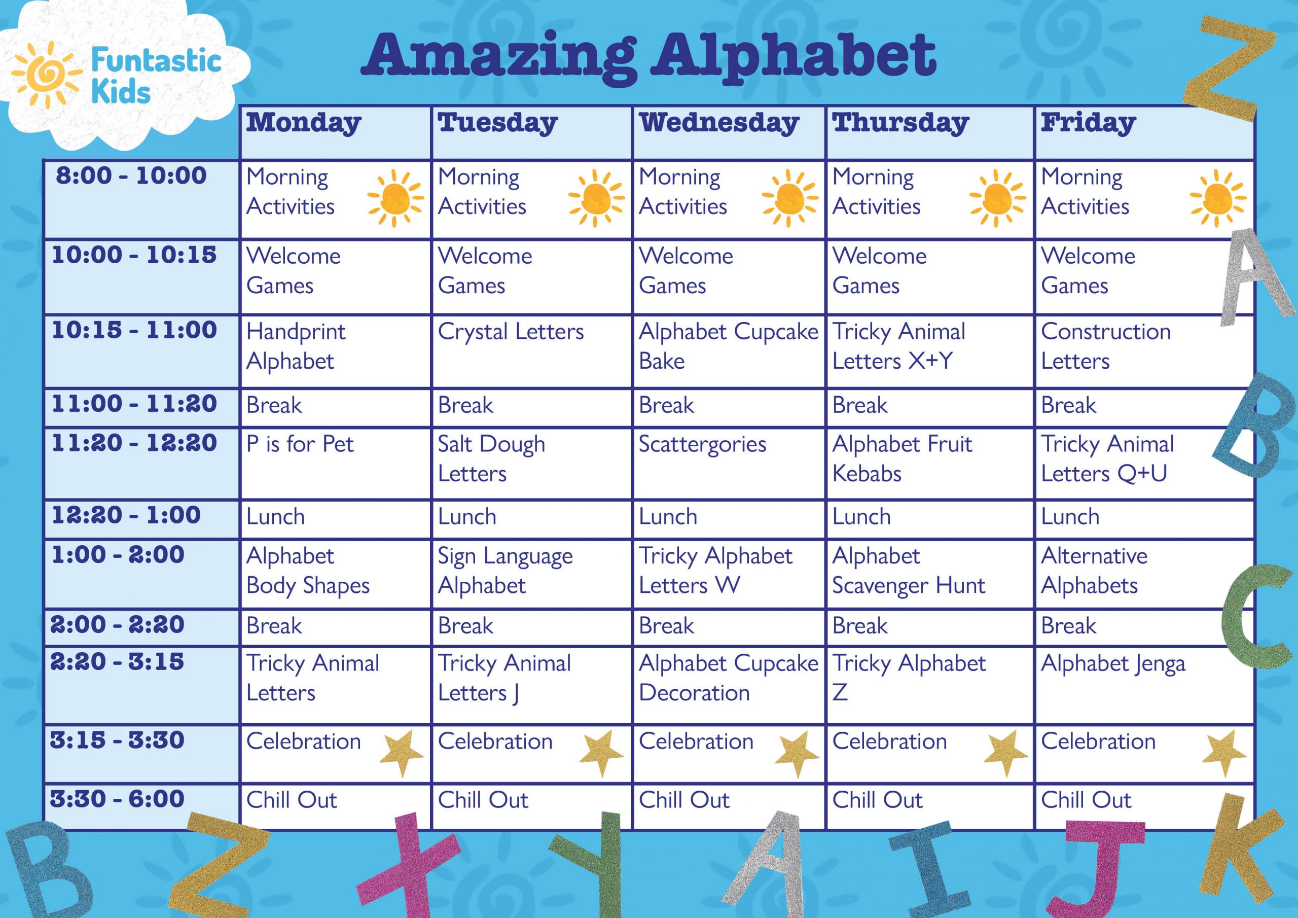 Summer Themed Timetable