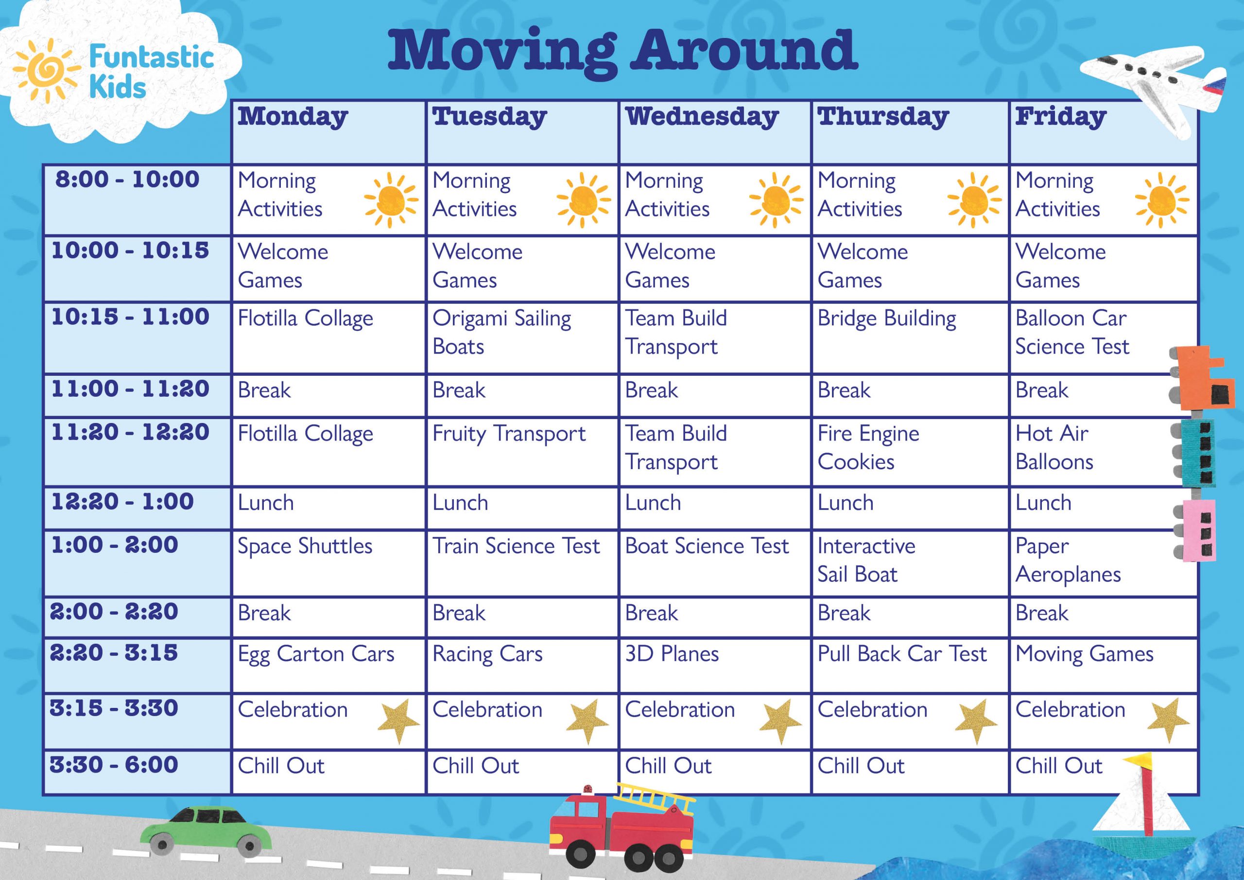 Summer Themed Timetable