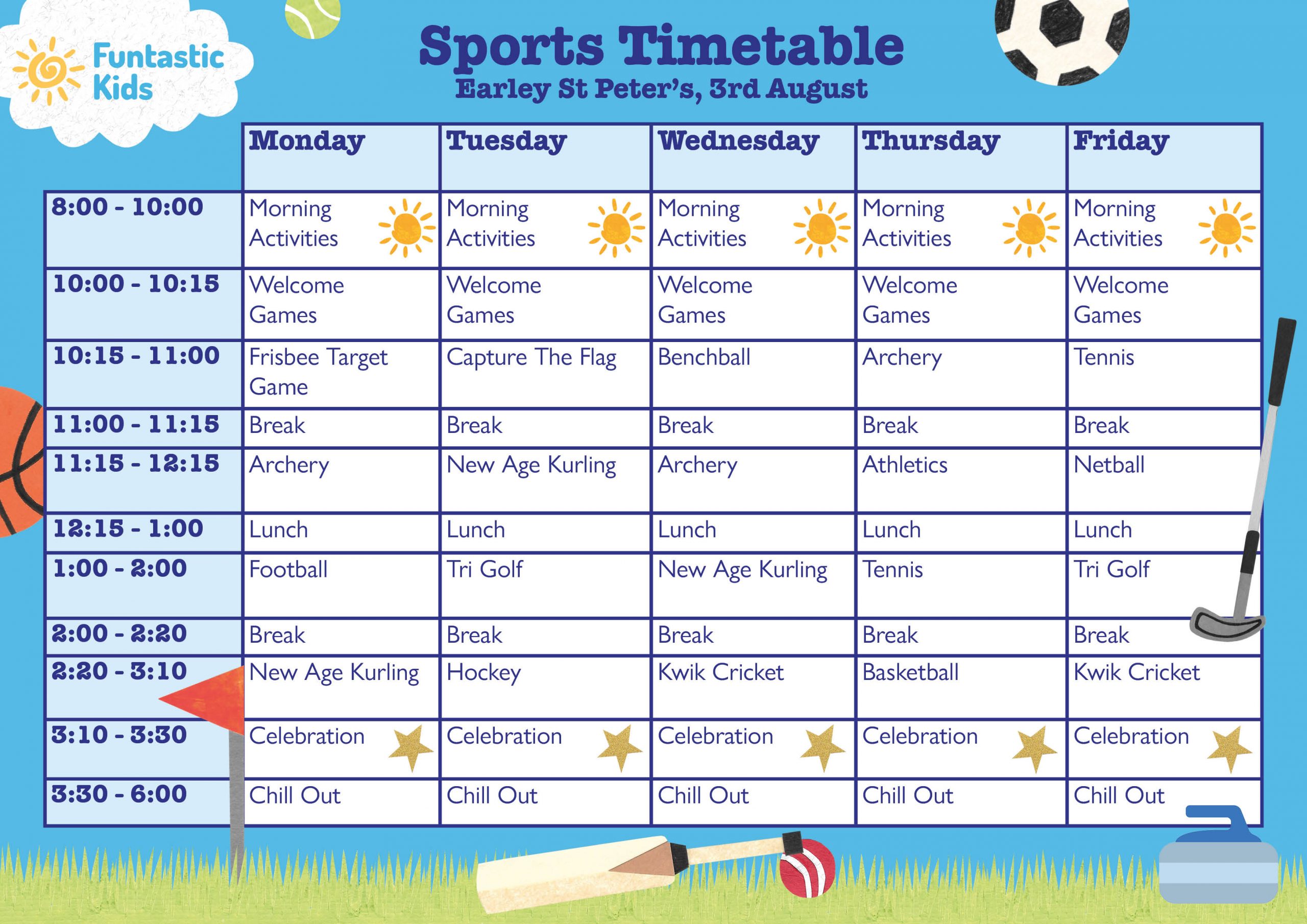 3. Summer Sports Timetable ESP