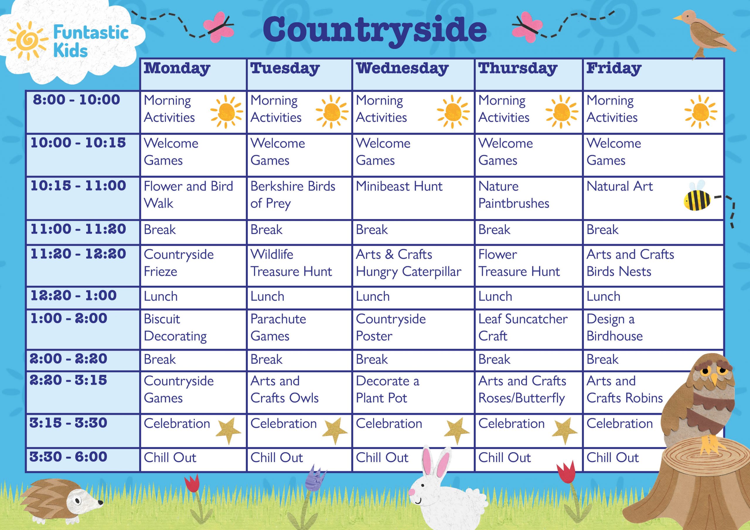Summer Themed Timetable
