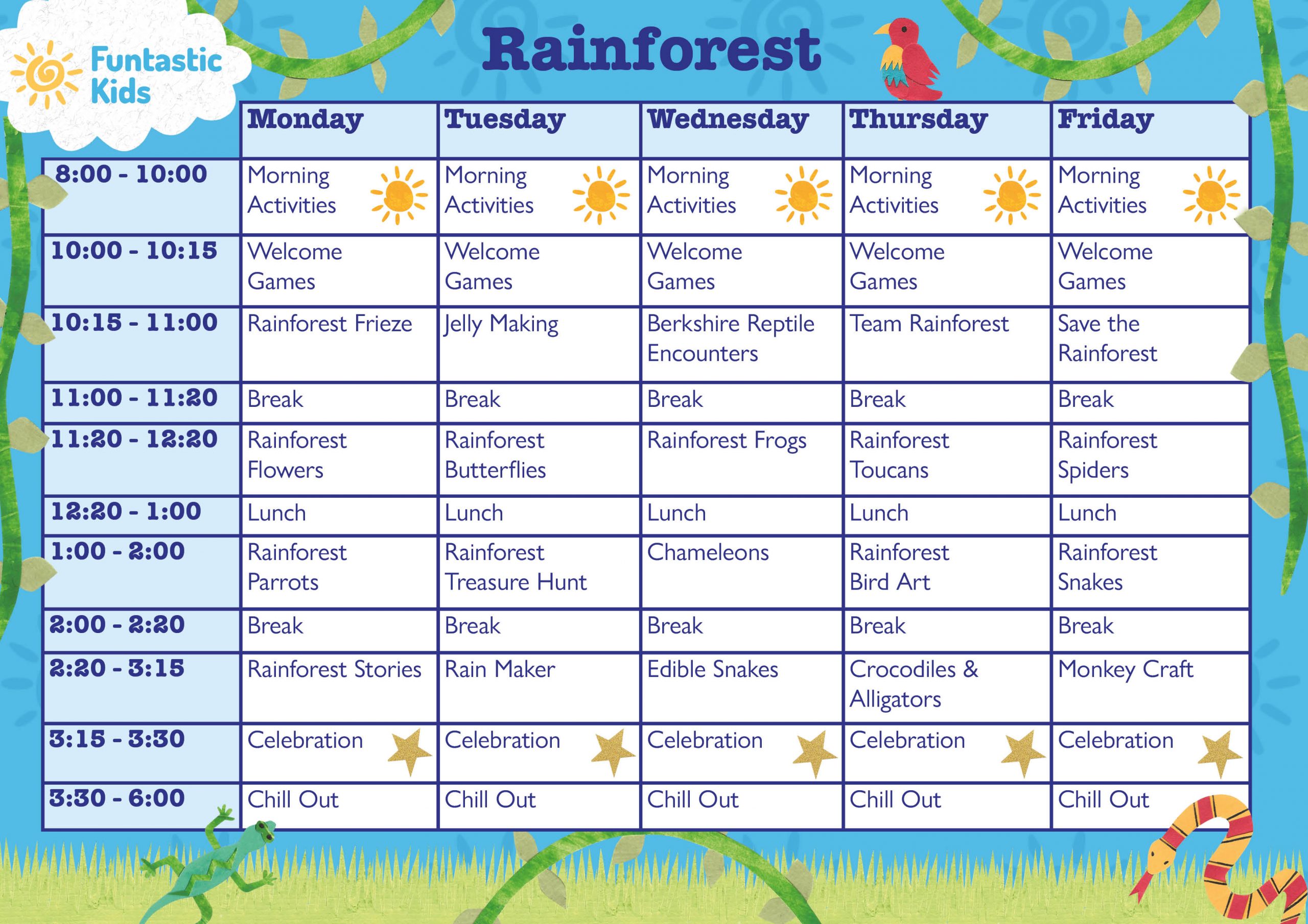 Summer Themed Timetable