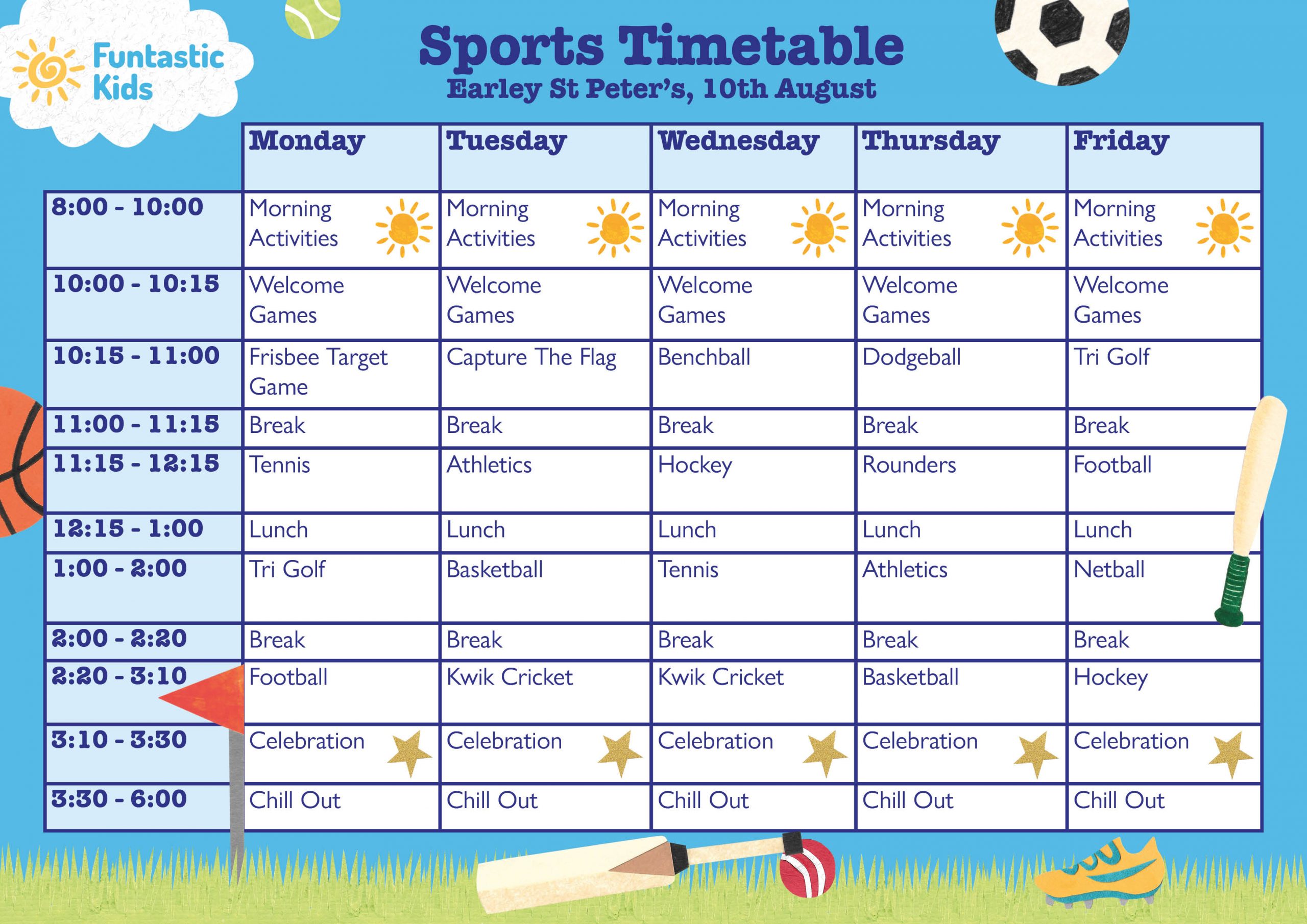 Summer Sports Timetable ESP Summer Sports Timetable