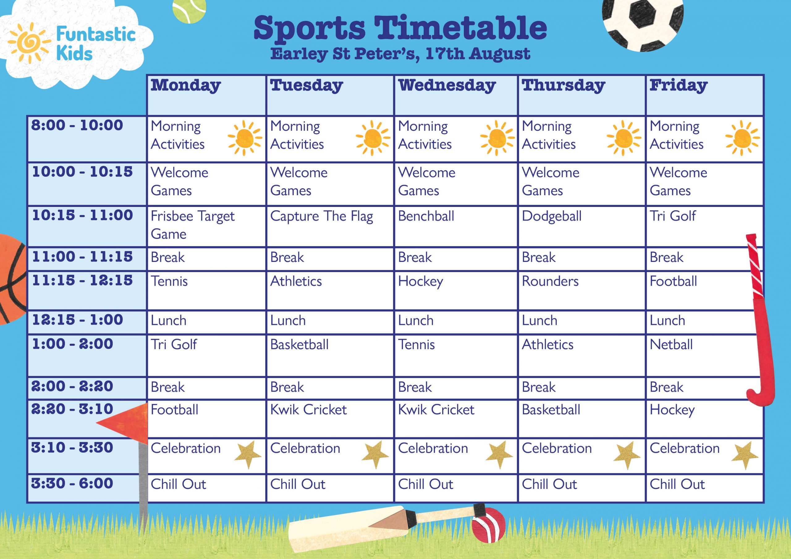 Summer Sports Timetable ESP Summer Sports Timetable