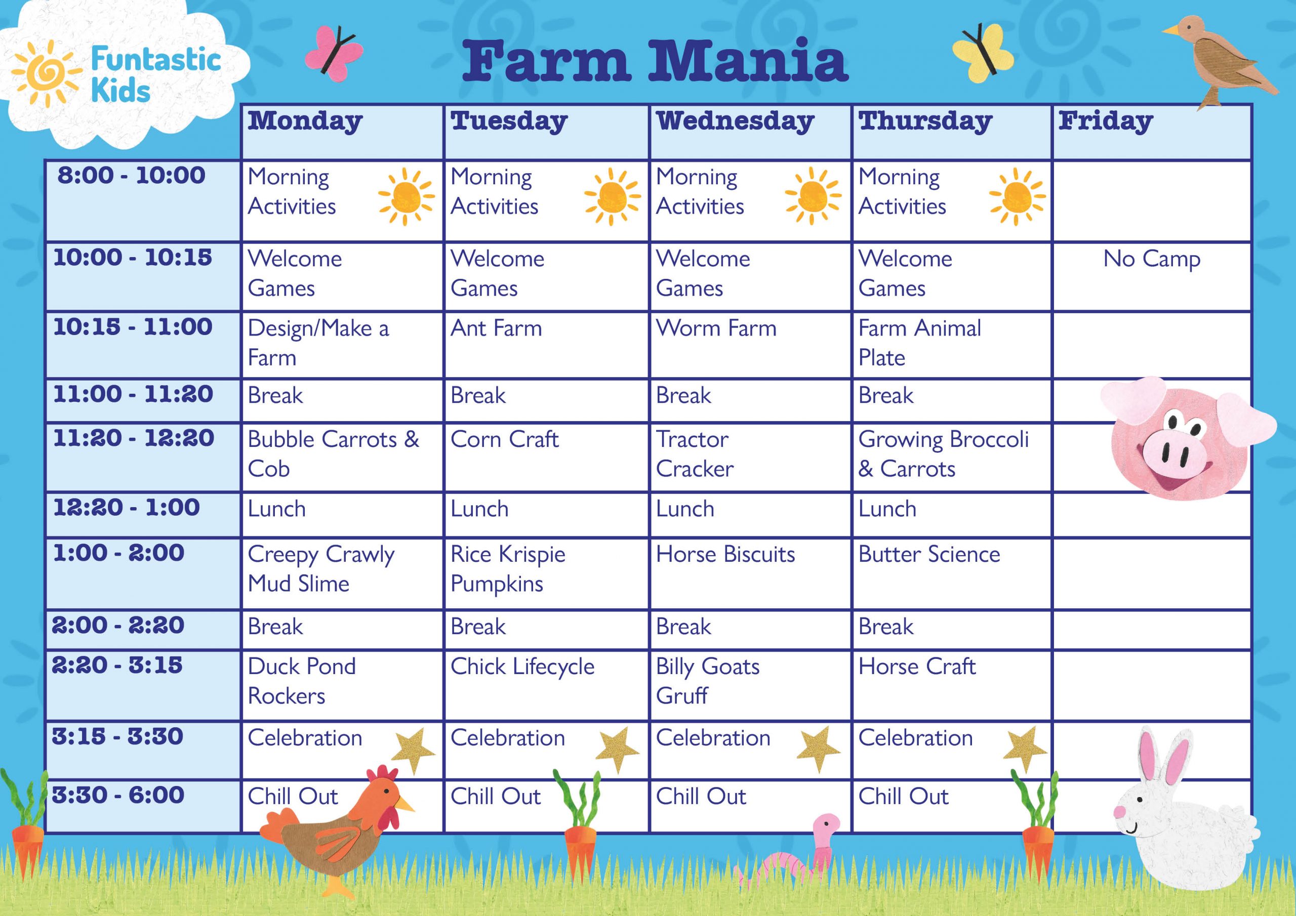 Summer Themed Timetable