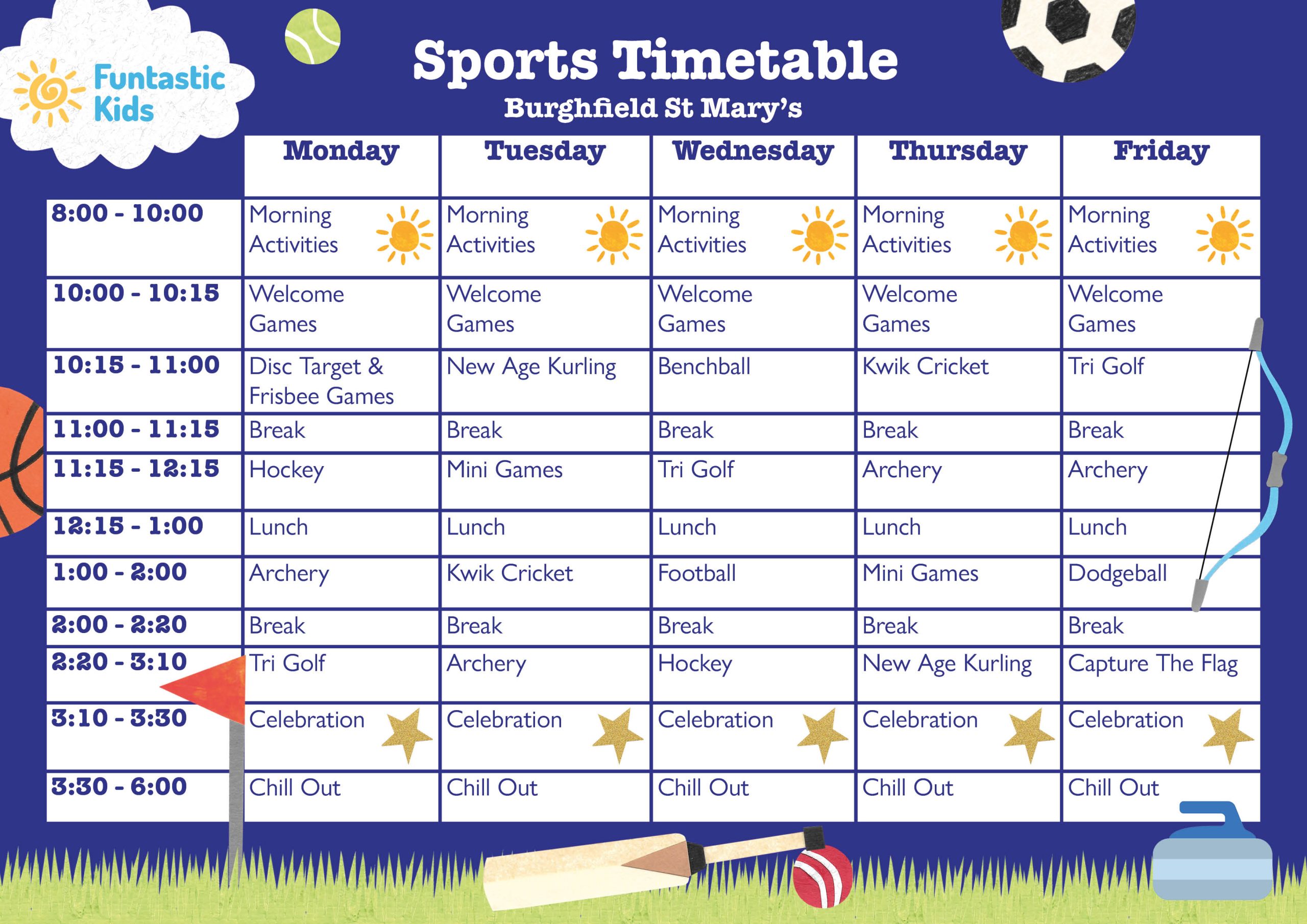 Burghfield Sports Timetable October Sports Timetable