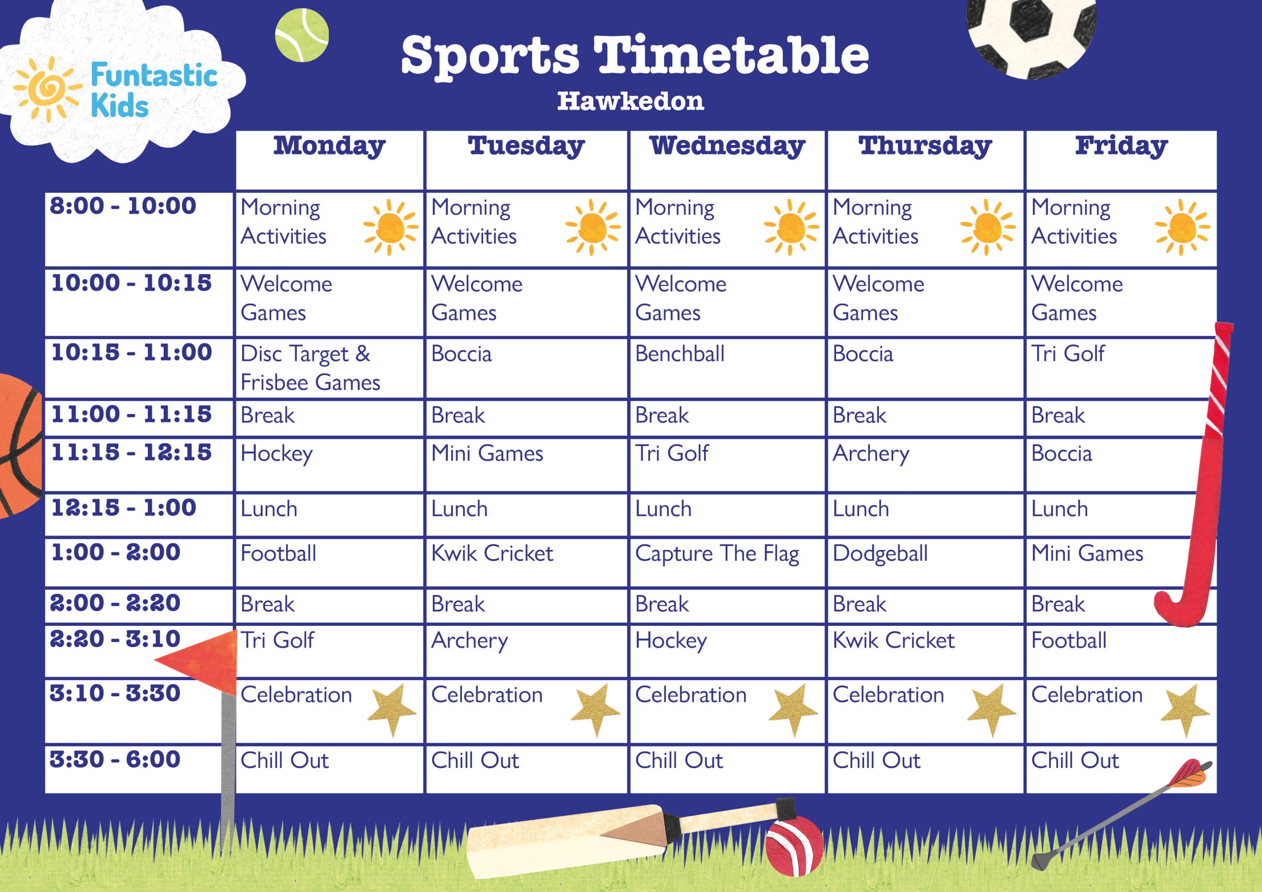 Hawkedon Sports Timetable October Sports Timetable