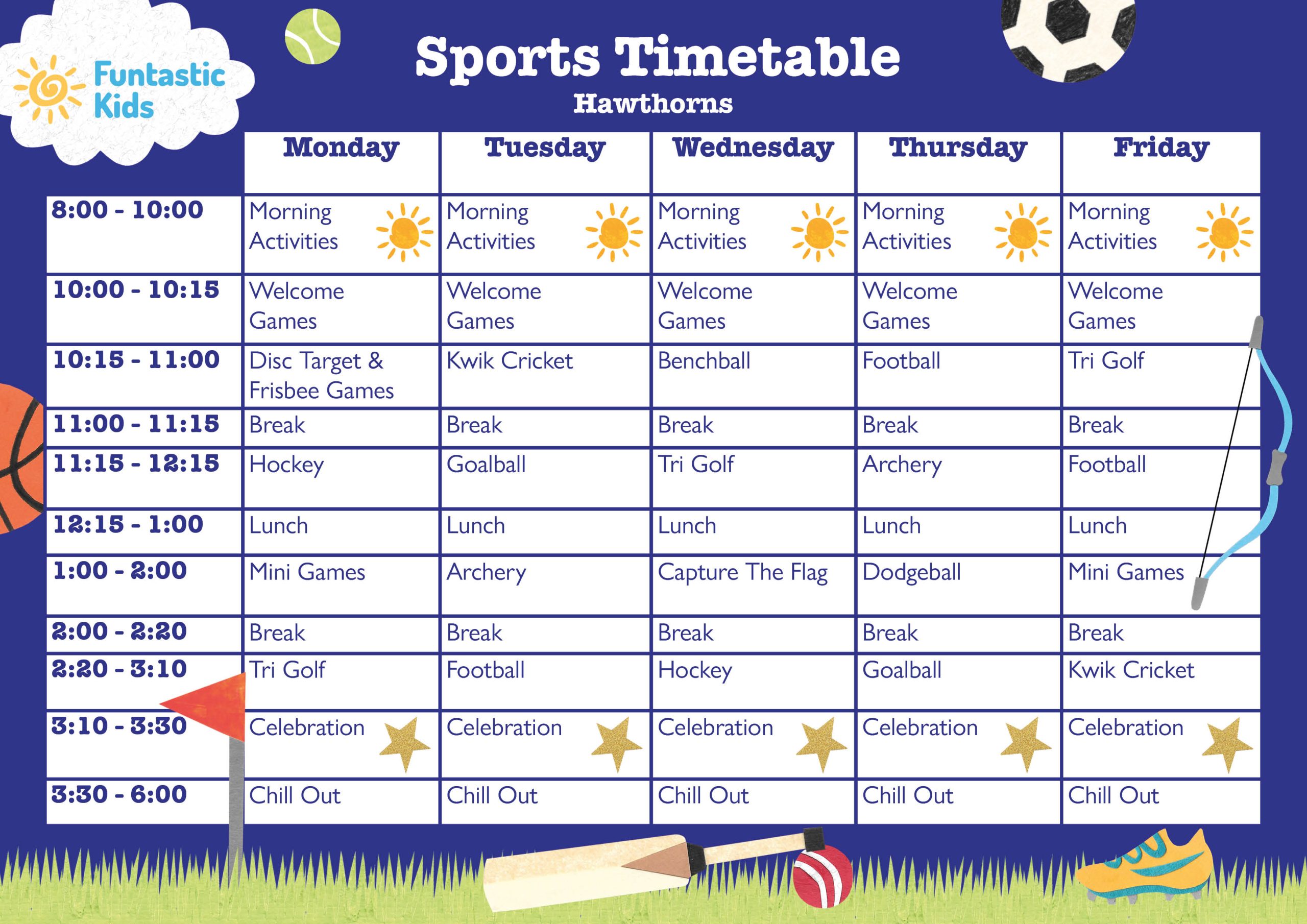 Hawthorns Sports Timetable October Sports Timetable
