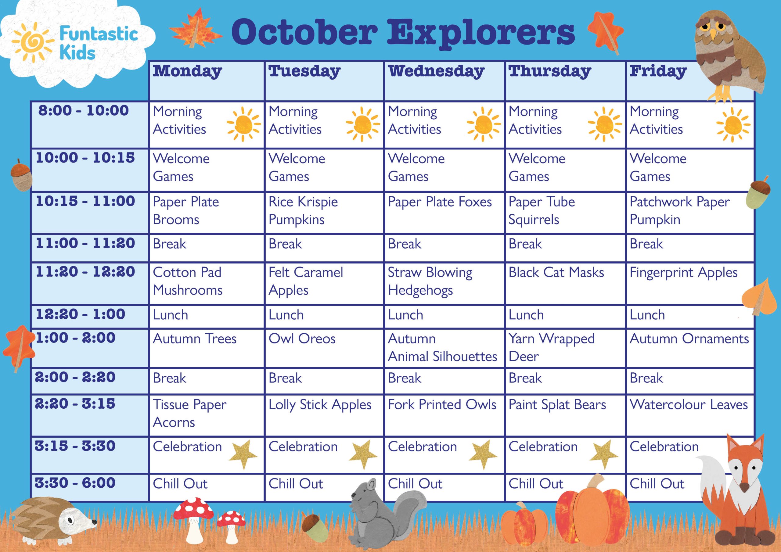 October Themed Timetable