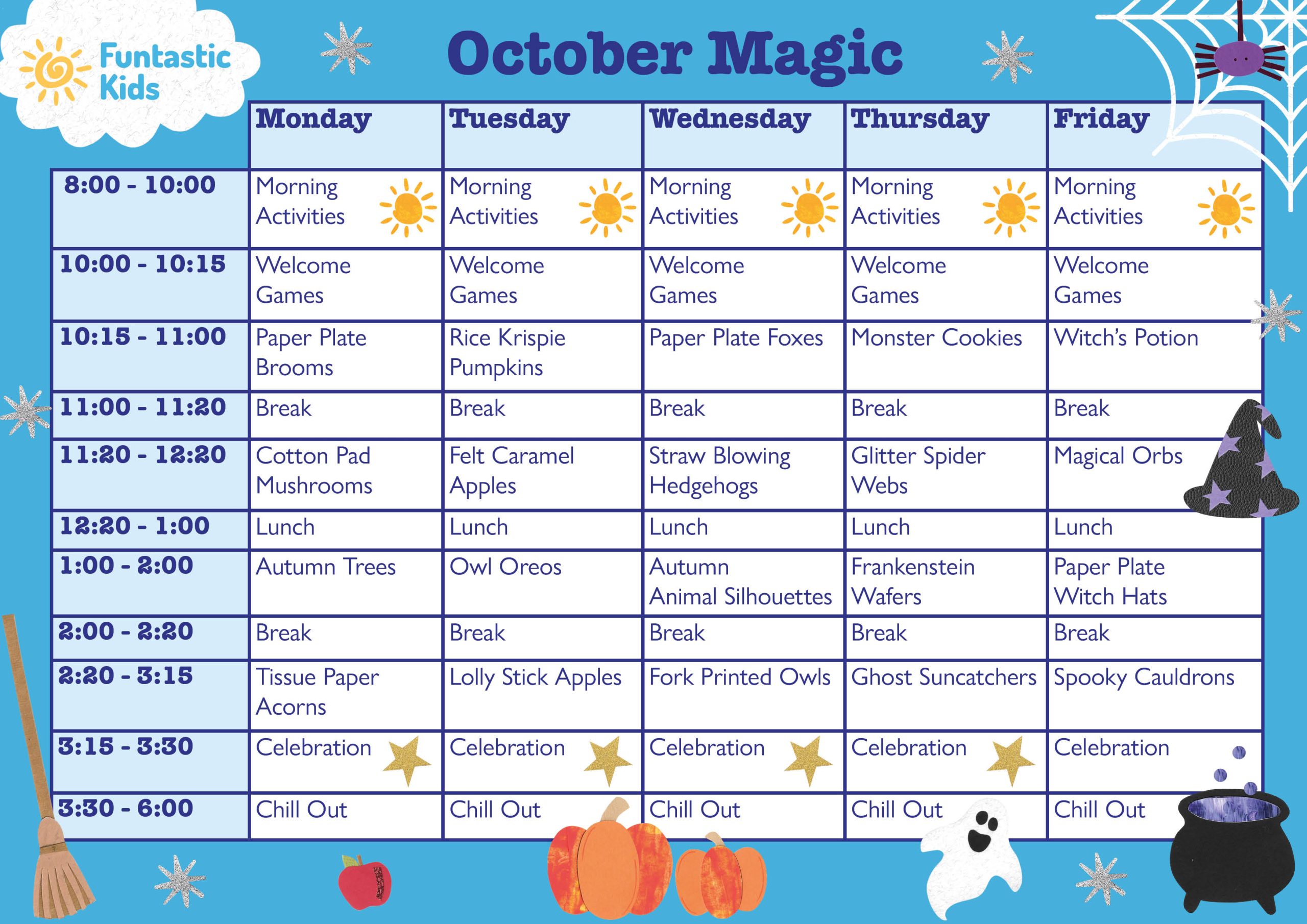October Magic October Themed Timetable