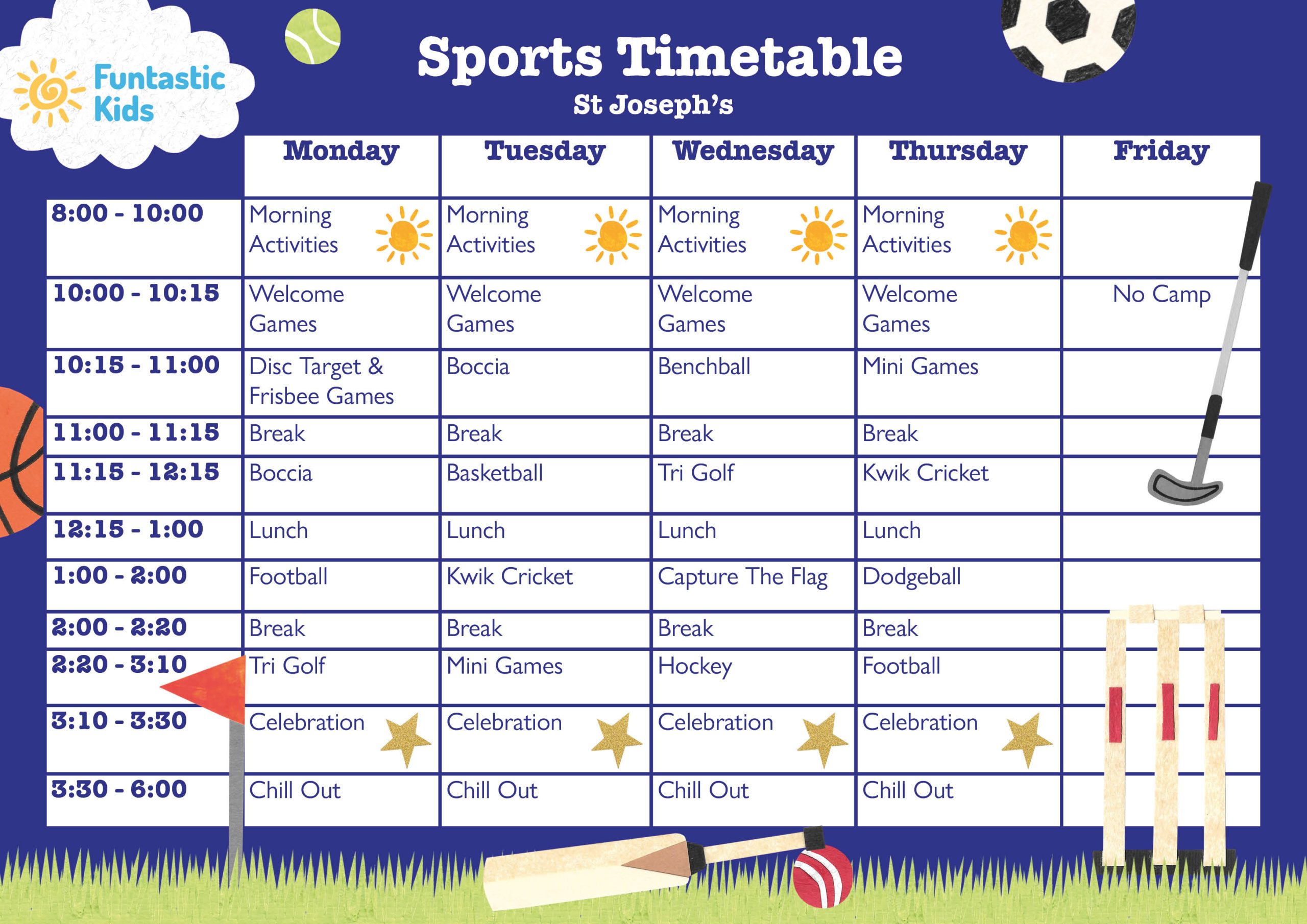 St Joseph's Sports Timetable October Sports Timetable
